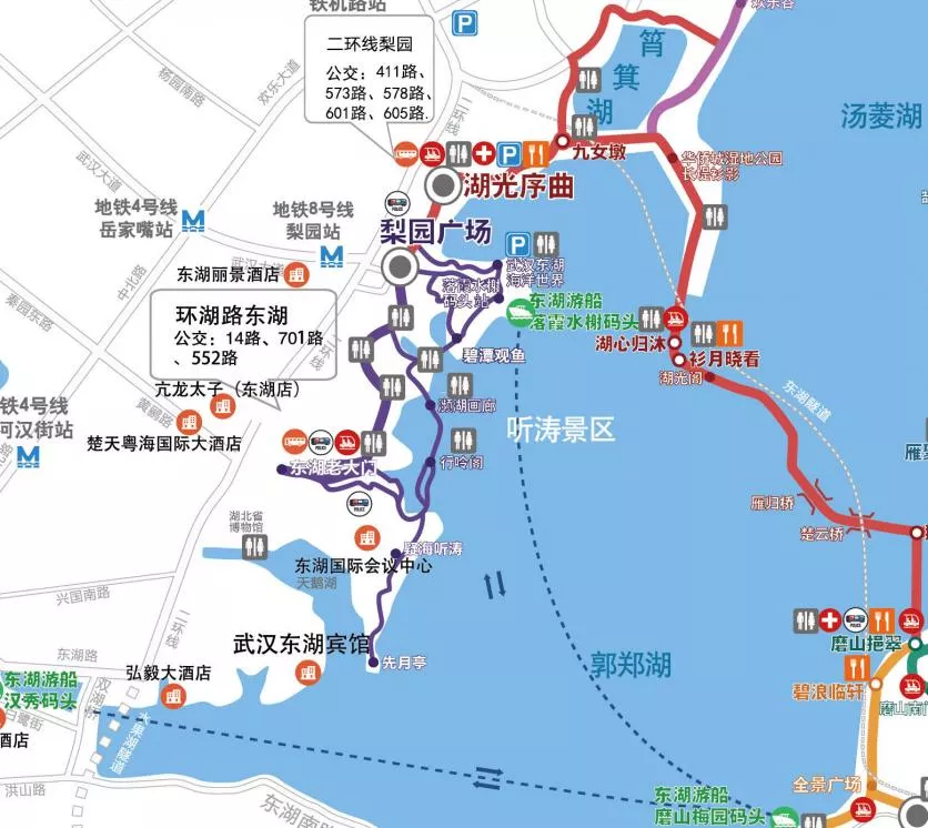 東湖聽濤景區游玩路線圖 這份導覽圖值得收藏